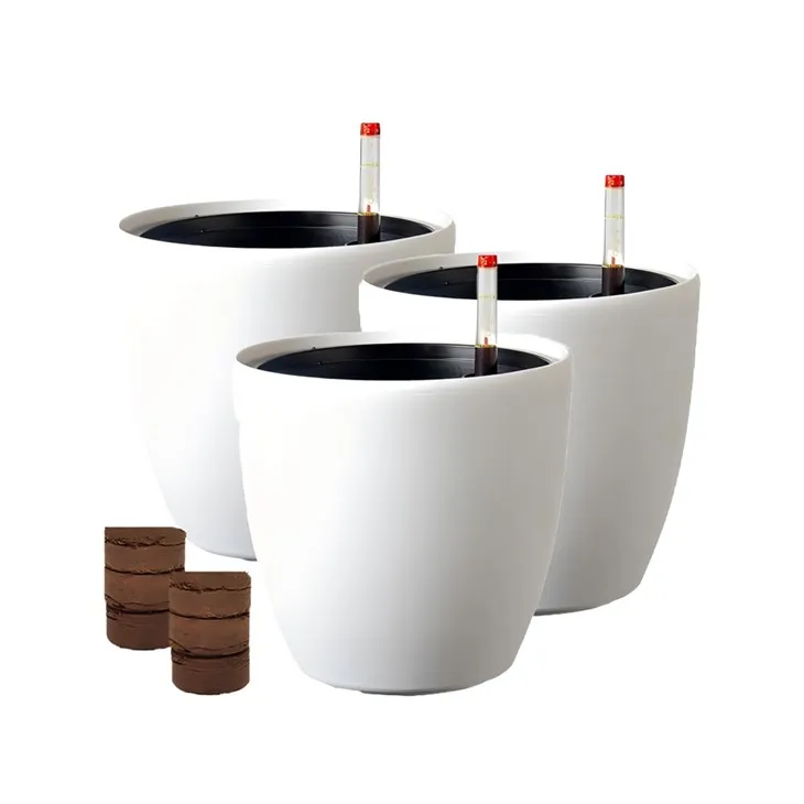 Confezione da 3 vasi in plastica autoirriganti